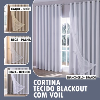 Cortina Blackout Com Voil 8,00m x 2.70m alt. Decoração Quarto Sala