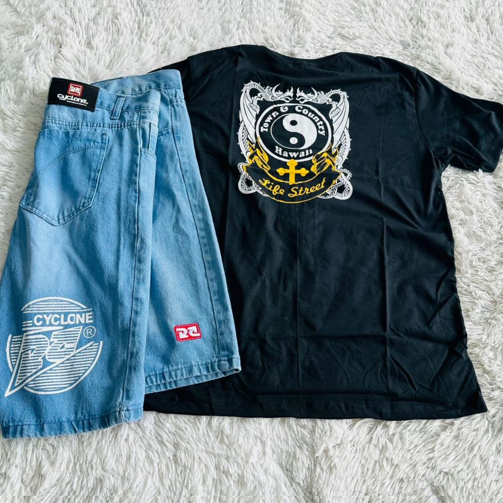 Kit Verão Bermuda Jeans Da Cyclone Top e Camiseta Maloka