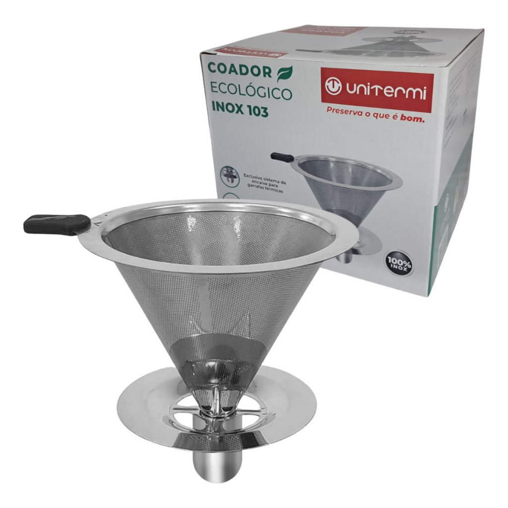 Coador Café Aço Inox T 103 Reutilizável Sem Papel Unitermi em Oferta na Shopee