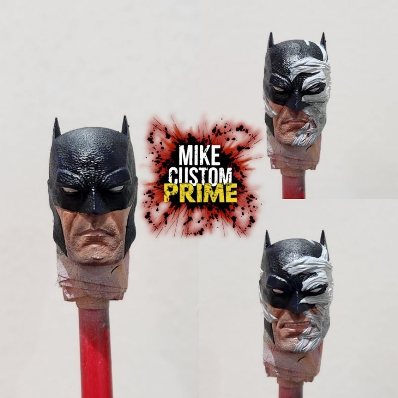 kit 3 head custom batman silêncio ( preto) padrão  mcfarlane toys