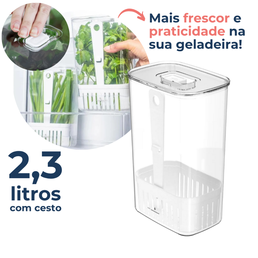 Organizador de Temperos Frescos Geladeira 2,3L Conserva Tempero Clear Fresh Ou em Oferta na Shopee