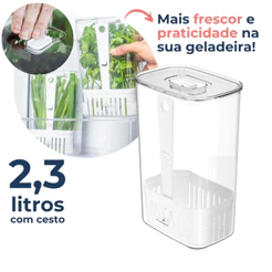 Organizador de Temperos Frescos Geladeira 2,3L Conserva Tempero Clear Fresh Ou