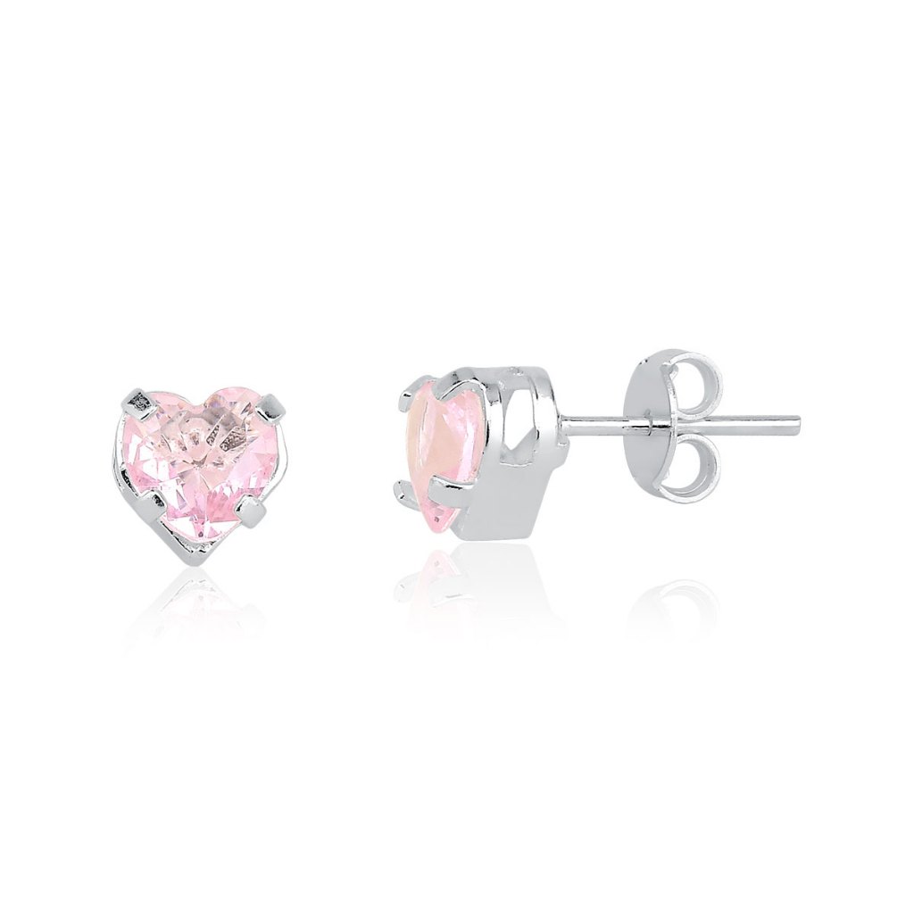 Brinco Feminino de Prata 925 Coração Galeria com 6mm