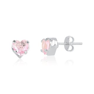 Brinco Feminino de Prata 925 Coração Galeria com 6mm
