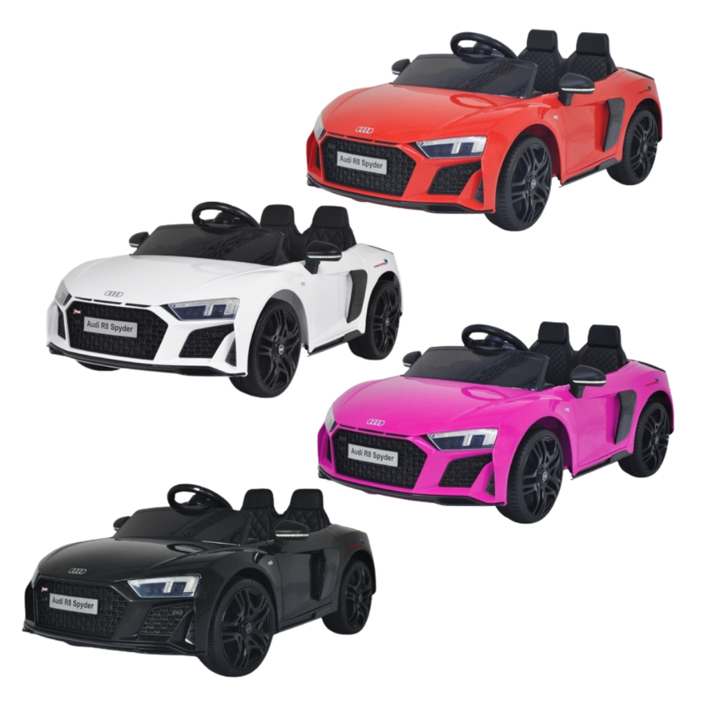 Carro Carrinho Elétrico De Passeio Infantil 12v Motorizado Luz E Som Controle Remoto Audi R8 Spyder Rosa Licenciado
