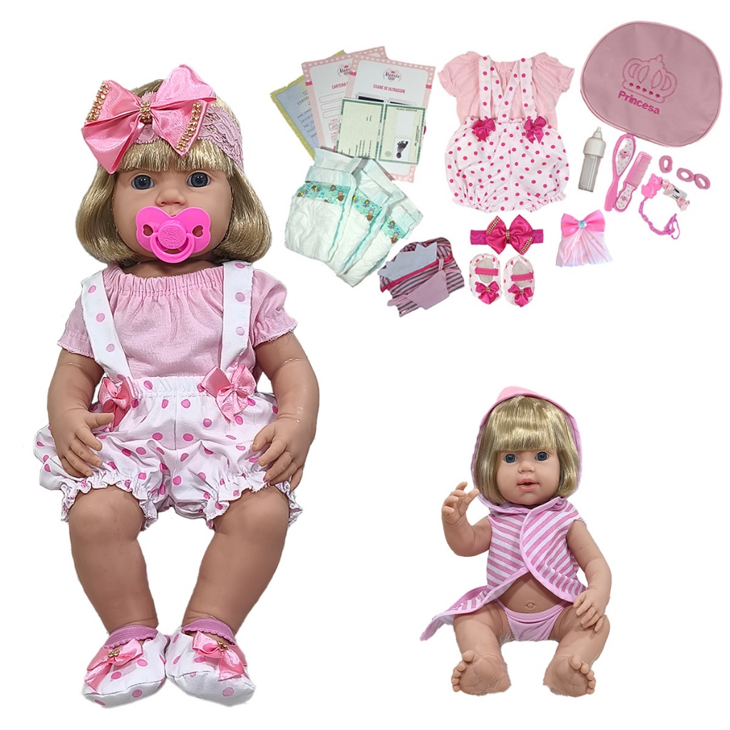 Boneca Bebê Reborn 100% Silicone Mamãe Reborn Bolsa + 28 Itens em Oferta na Shopee