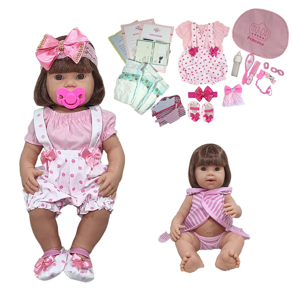 Boneca Bebê Reborn Mamãe Reborn 100% Silicone Bolsa + 28 Itens em Oferta na Shopee