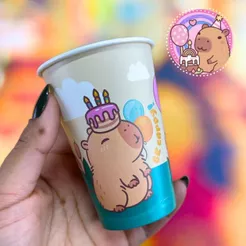 8~40 COPO PAPEL FESTA CAPIVARA 180ML REGINA FOTO (CHOCO)