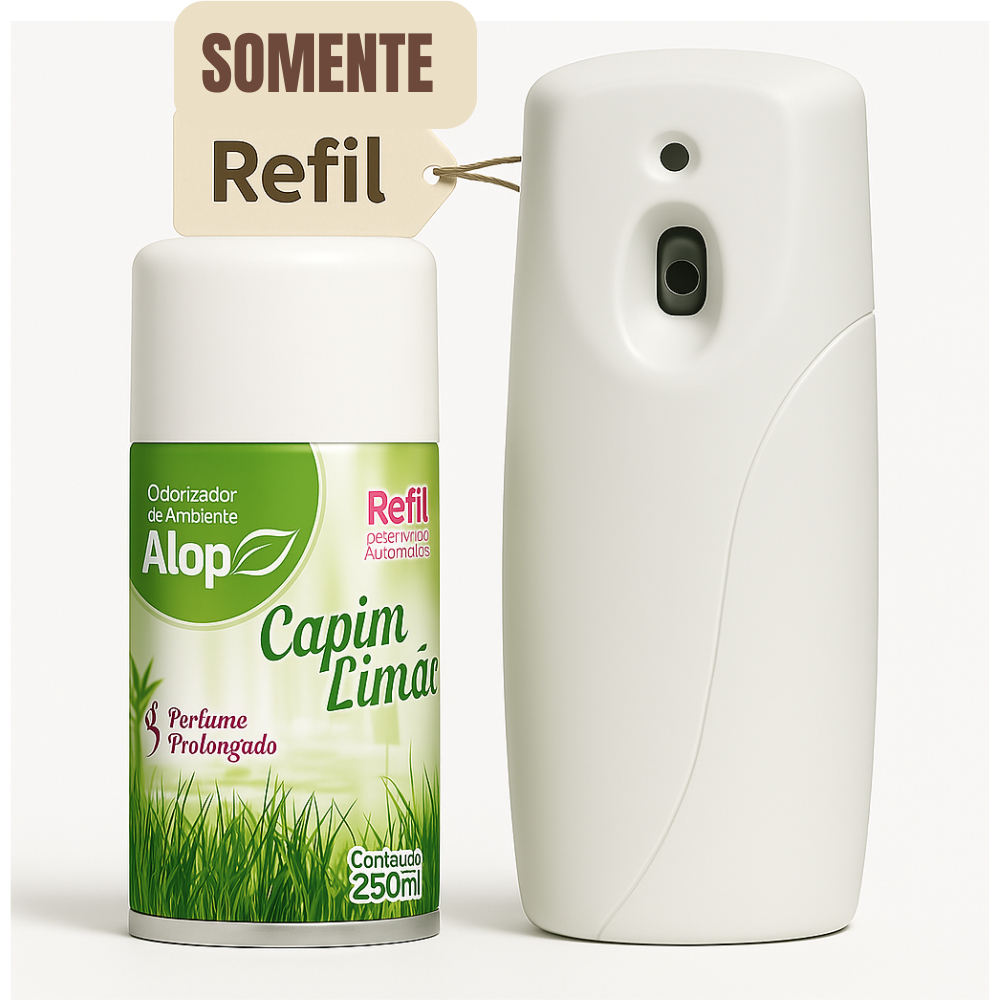 Odorizador Automático 250ml - Refil de Longa Duração - BABY, LAVANDA OU CAPIM