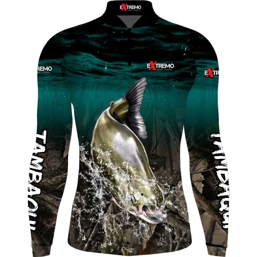 Camiseta de pesca com proteção UV50DRY (PEIXE MARROM) em Oferta na Shopee