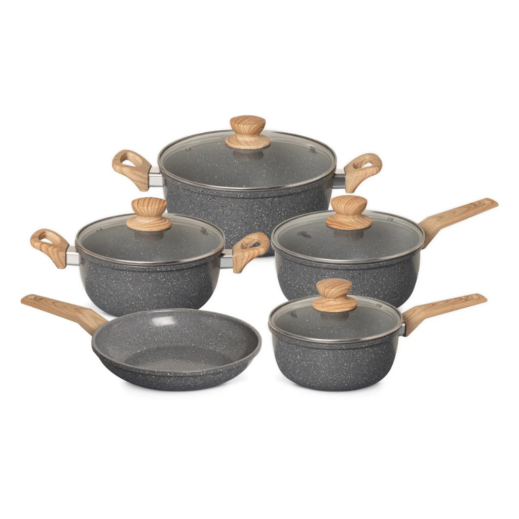 Jogo de Panelas 5 Peças Marble Edition Sark Grey Indução Cerâmica Oster em Oferta na Shopee