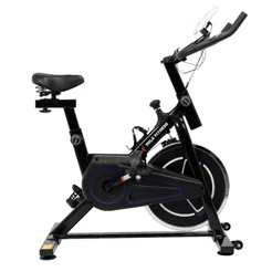 Bicicleta Ergométrica Mile Fitness Spinning Preta e Azul 8kg Suporta Até 130kg