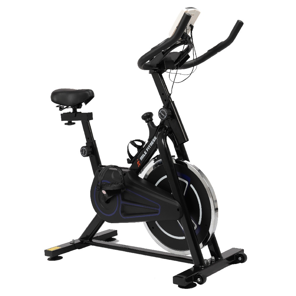 Bicicleta Ergométrica Mile Fitness Spinning Preta e Azul 8kg Suporta Até 130kg em Oferta na Shopee