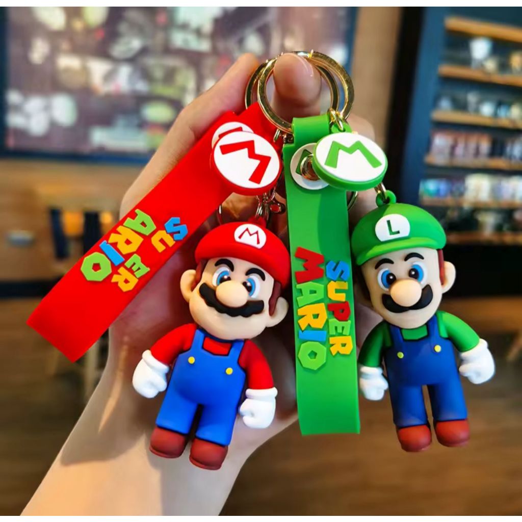 Chaveiro Super Mario Bros e Luigi Miniatura 3D Personagens Super Mario Várias Cores