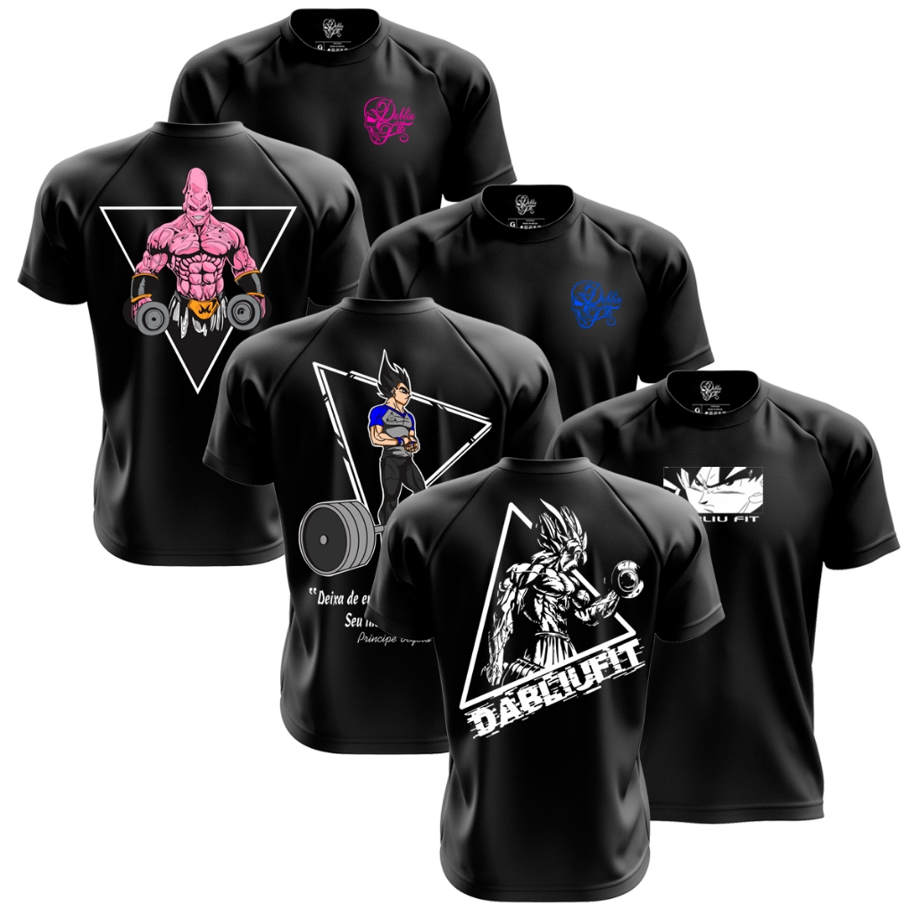 KIT CAMISETAS DRY FIT COLEÇÃO DRAGON BALL CONFORTO E ESTILO - DABLIU FIT em Oferta na Shopee