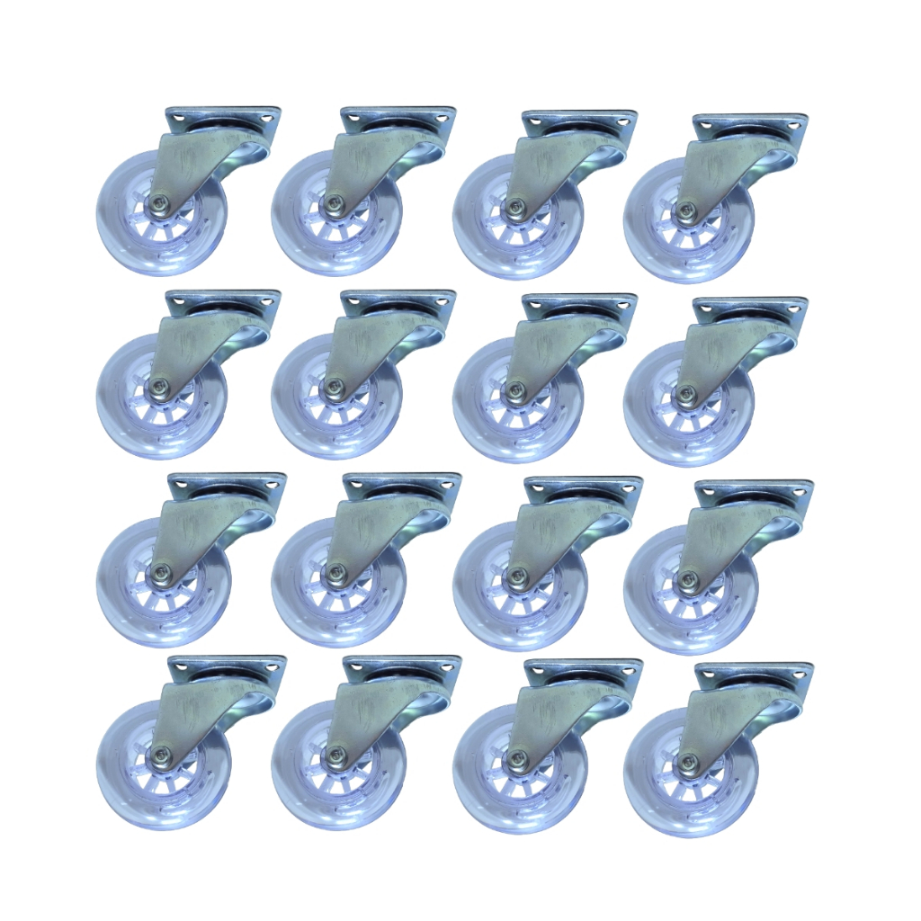Kit 16 Rodízio Rodinha Giratório Para Móveis Carrinhos Gel Silicone 50mm AntiRisco Sem Freios