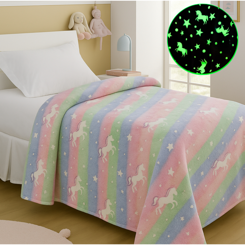 MANTA FLUORESCENTE SOLTEIRO COBERTA QUE BRILHA NO ESCURO 2,00X1,50 MT