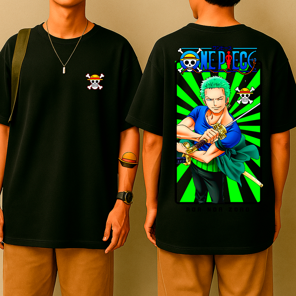 Camiseta Oversized Zorro Espadachim – Estilo Mangá, Estampa Impactante, Algodão Premium, Geek Otaku One Pirata