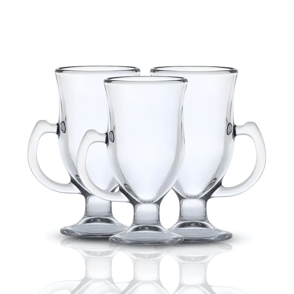 Kit 3 Caneca Taça De Vidro Transparente 250ml Para Cappuccino Café Chocolate Quente Nespresso Dolce Gusto Jogo Xícara