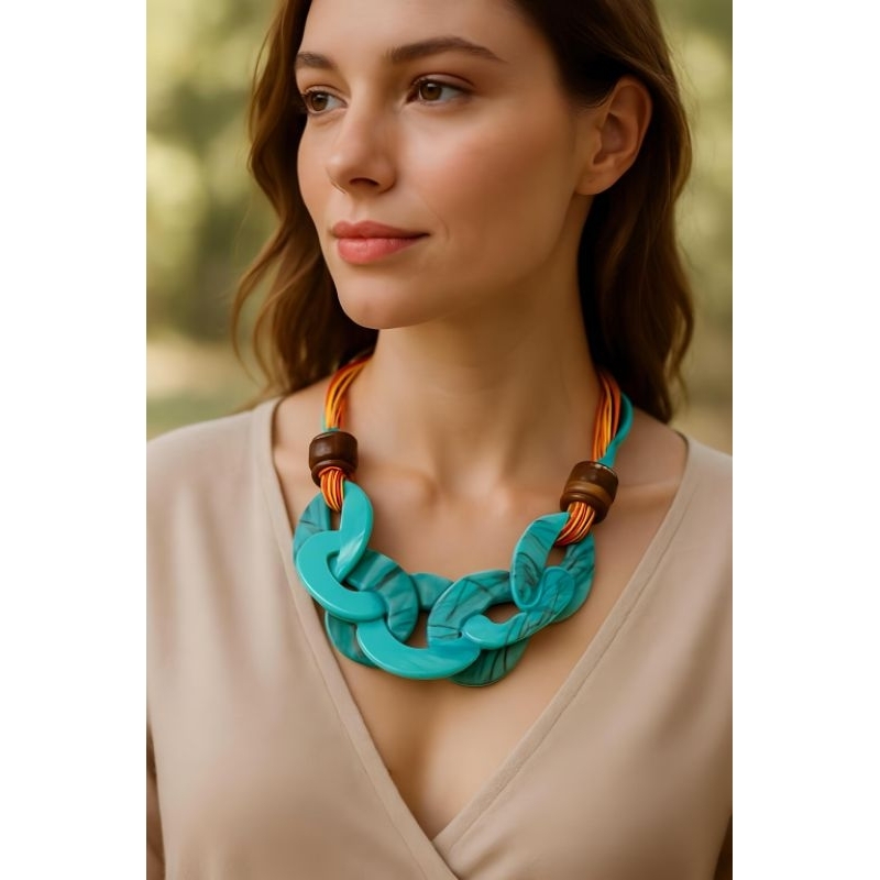 Colar Feminino Cordão Max Colar ellos Resina Corrente Tendência Artesanato