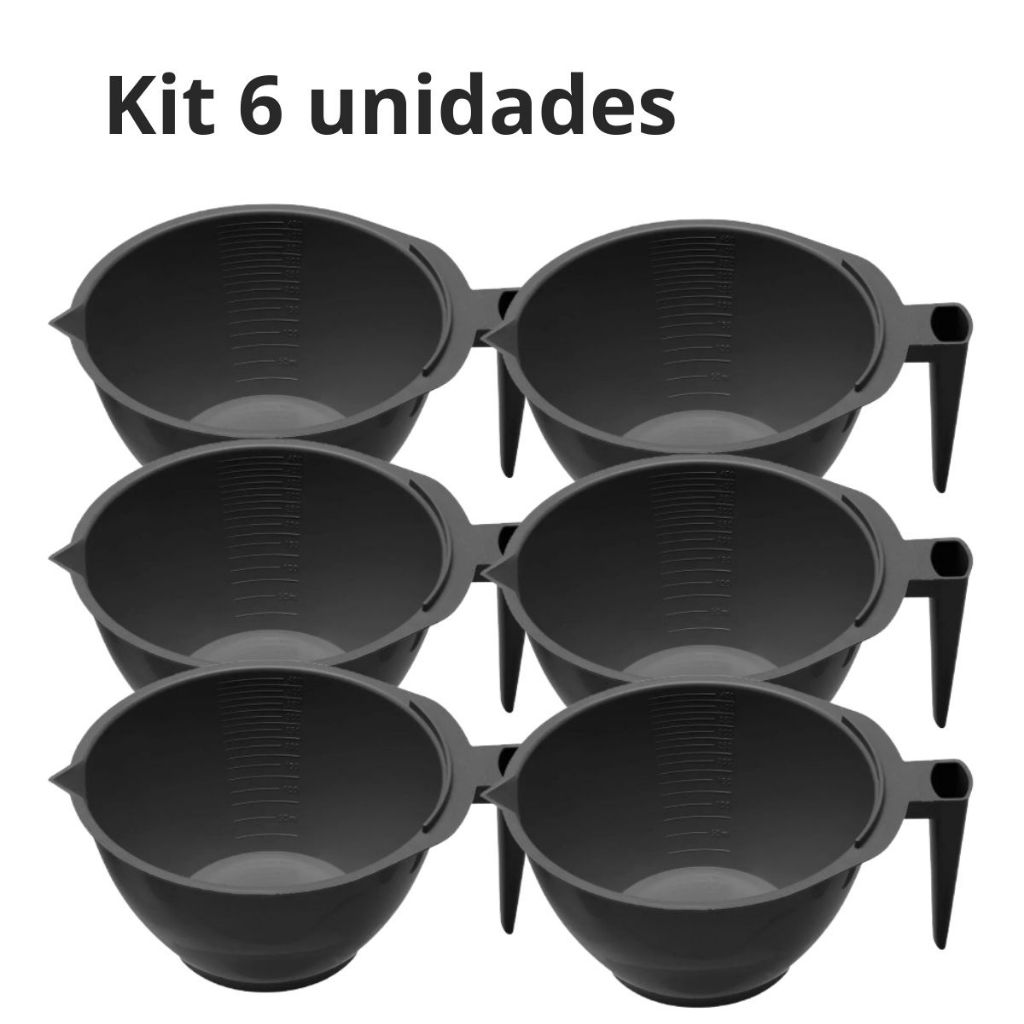 Tigela Preta Graduada com Suporte Para Pincel 450ml - 6 Unidades