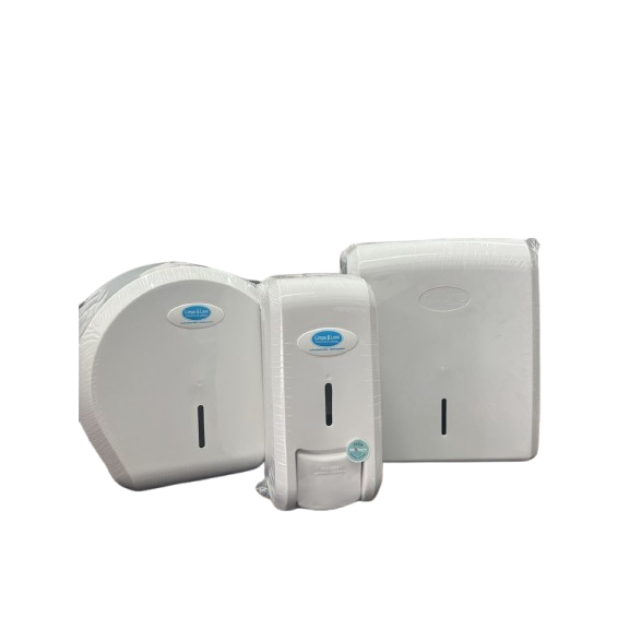 Kit 3 Dispensers – Saboneteira, Papel Toalha Interfolha e Papel Higiênico Rolão