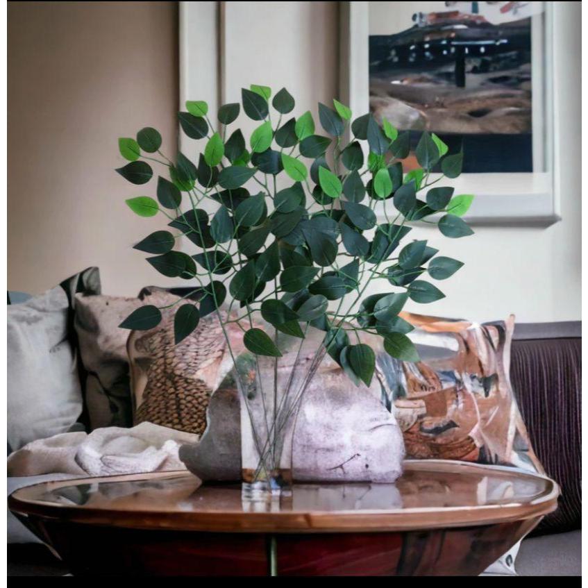 Kit 24 Galhos Folha De Ficus Artificial Decoração Folhagem
