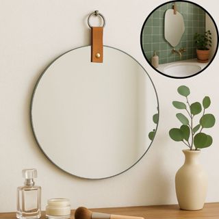 Espelho Lapidado Redondo e Orgânico Pendurar Quarto Banheiro Sala em Oferta na Shopee