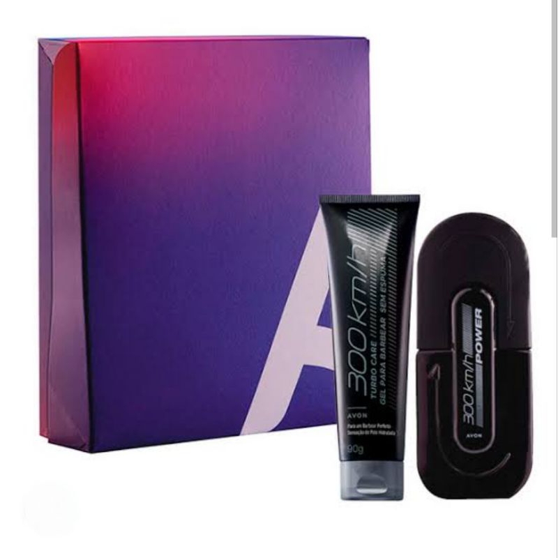 Kit 300km/h Power Perfume Deo Colônia e Gel para barba