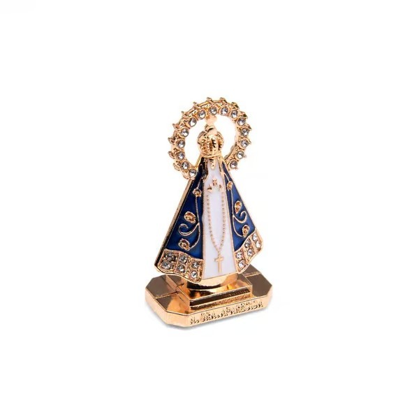 Imagem  Nossa Senhora Aparecida Strass Metal 5 Cm Para Carro Com Adesivo Dupla Face