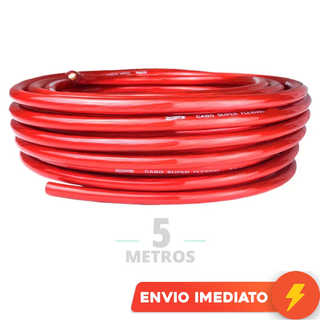 5 Metros Cabo de Bateria 33mm 100% Cobre Fio Alimentação Som Automotivo Technoise