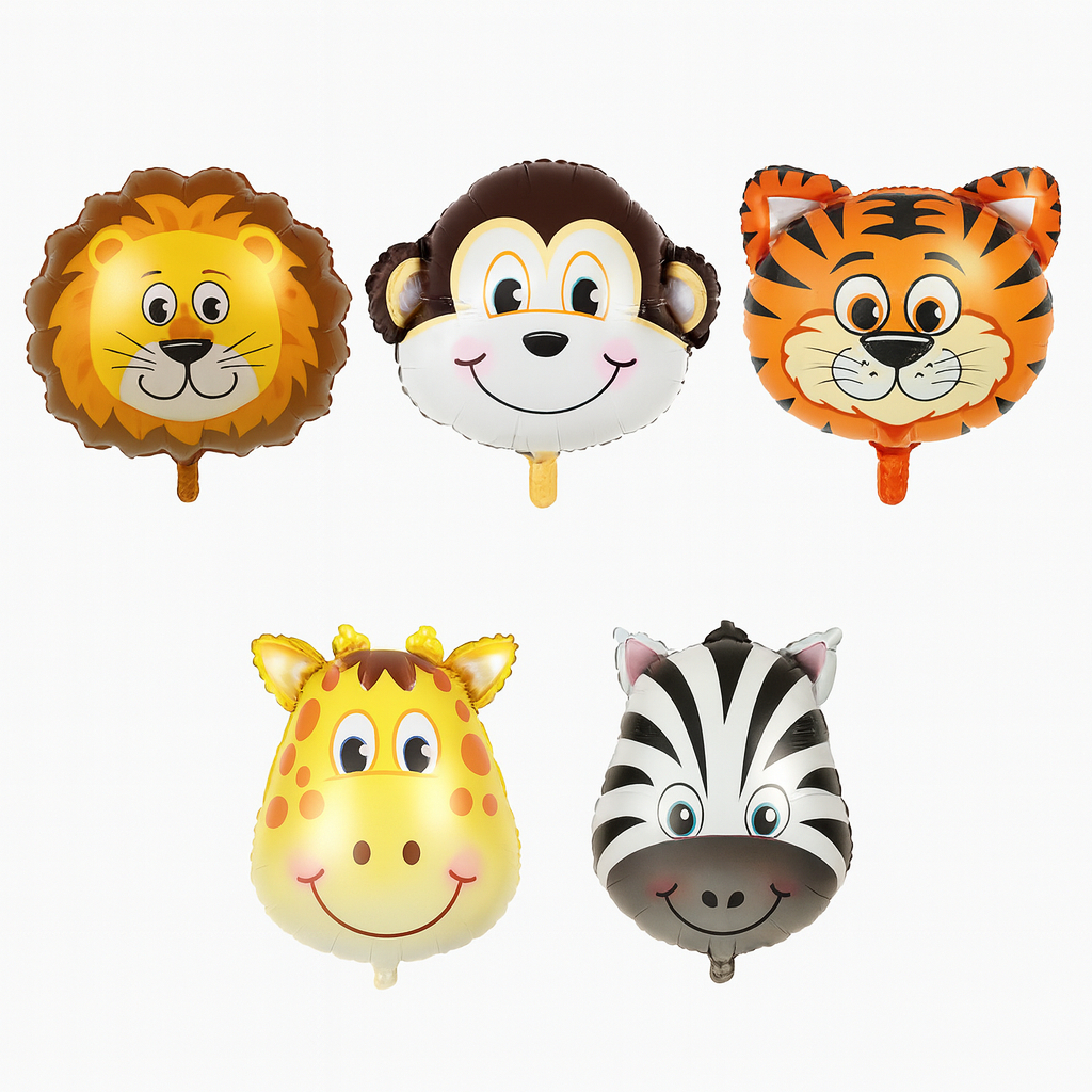 10 Balão Metalizado Safari selva bichinhos leão zebra macaco tigre girafa Centro Mesa pega balão