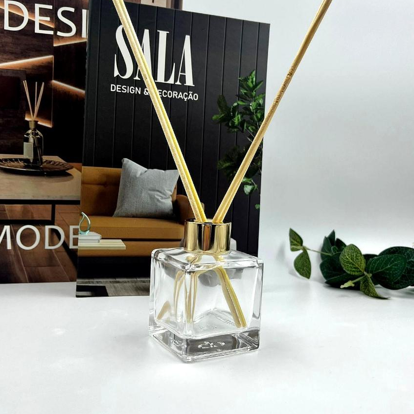 Frasco Difusor de Ambiente Luxo 100ml – Vidro Transparente com Tampa Metálica