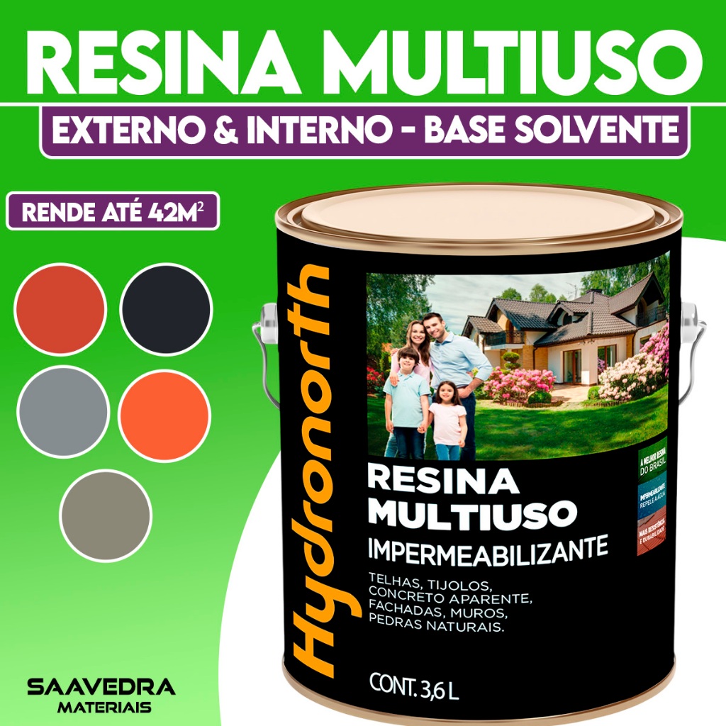 Resina Multiuso Impermeabilizante Telhado Telhas Muros 3,6L Hydronorth