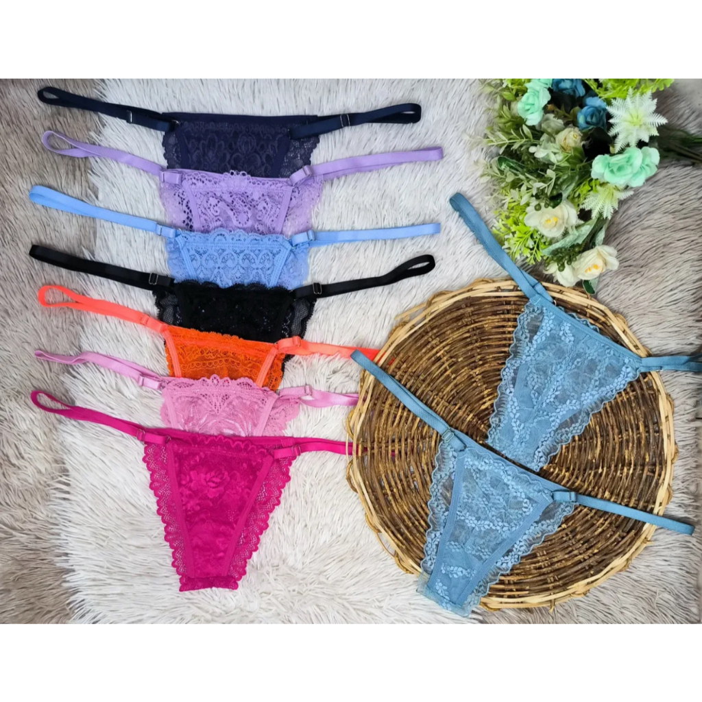 Kit 10 Calcinha De Renda com Regulagem Fio Dental Sexy Conforto Premium