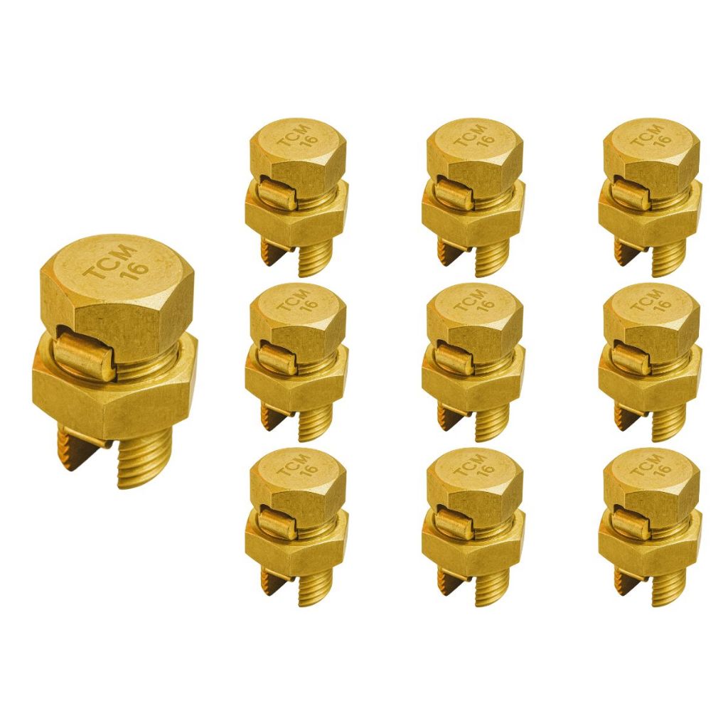 10 Conector Split Bolt 16mm Latão Sistemas Aterramento Emendas Elétricas Parafuso Fendido Cabo e Fio em Oferta na Shopee