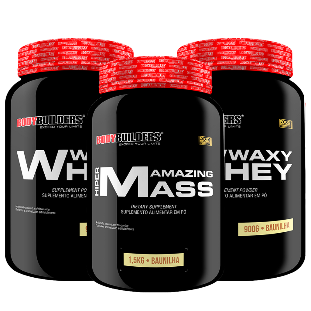 Kit 2x Whey Protein Waxy Whey 900g + Hipercalórico Waxy Mass 1,5kg - Bodybuilders