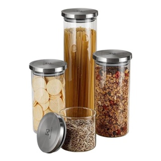 Conjunto 4 Potes Herméticos De Vidro Com Tampa Inox - Electrolux em Oferta na Shopee