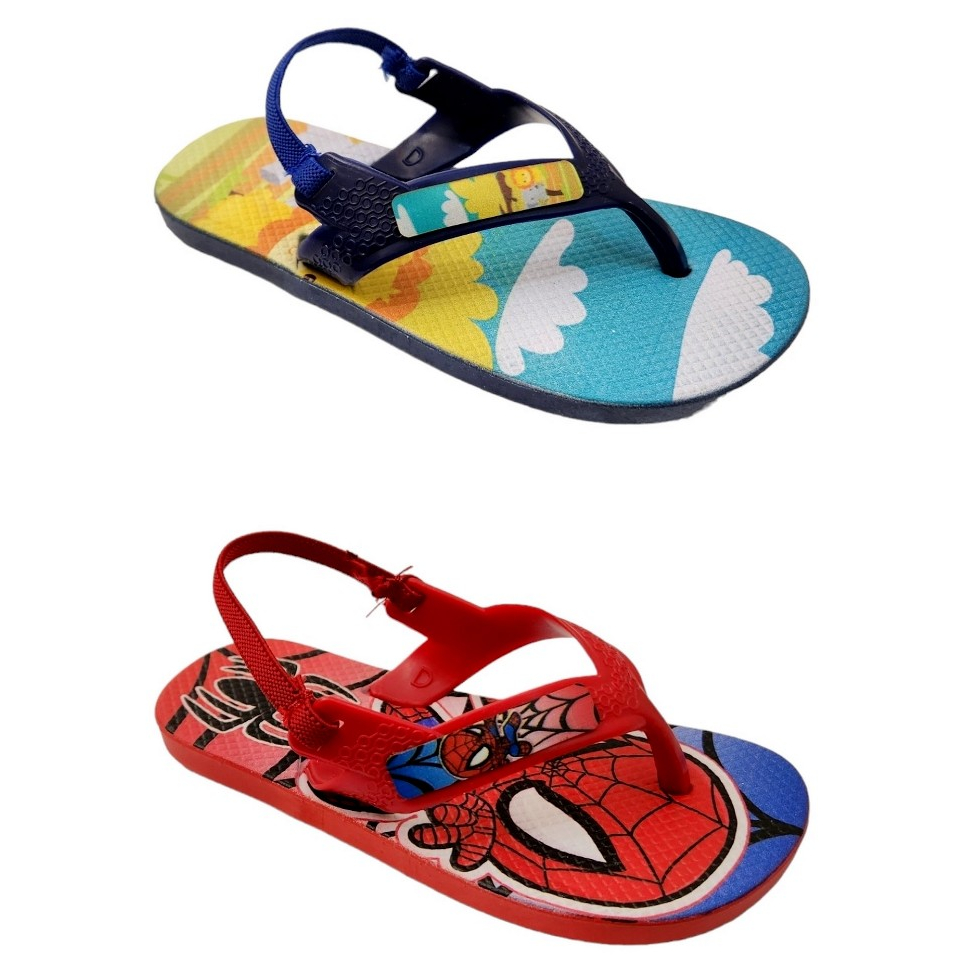 Kit 2 Pares Chinelo Baby Menino Elástico Atras Personagens Macio Calce Fácil em Oferta na Shopee