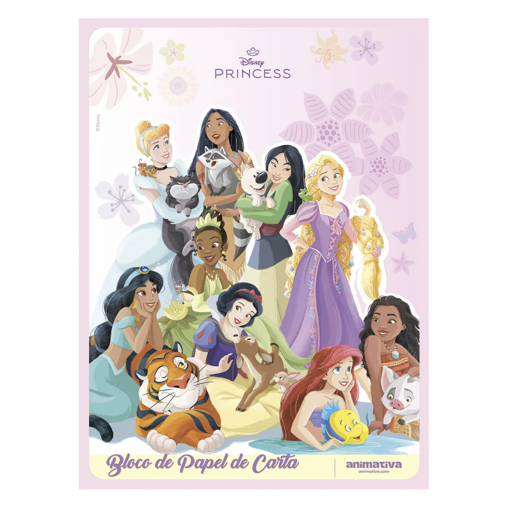 Bloco Papel de Carta Princesas 48 Folhas - Animativa