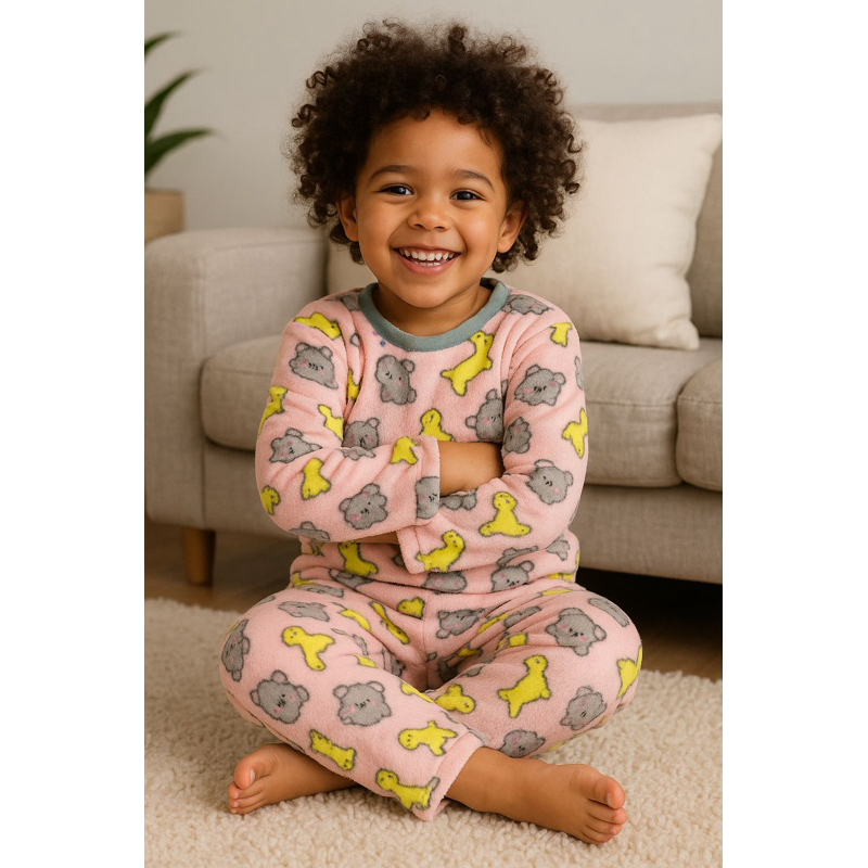 Conjunto Infantil Pelúcia/Fleece/ Inverno/ Outono/ Quentinho/ Confortável.