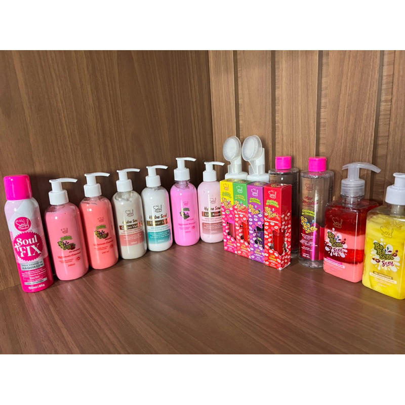 kit 62 itens soul cosméticos babasoul + brinde, hidratantes, bodys Splash, sabonetes, água e mouse Micelar, spray calci