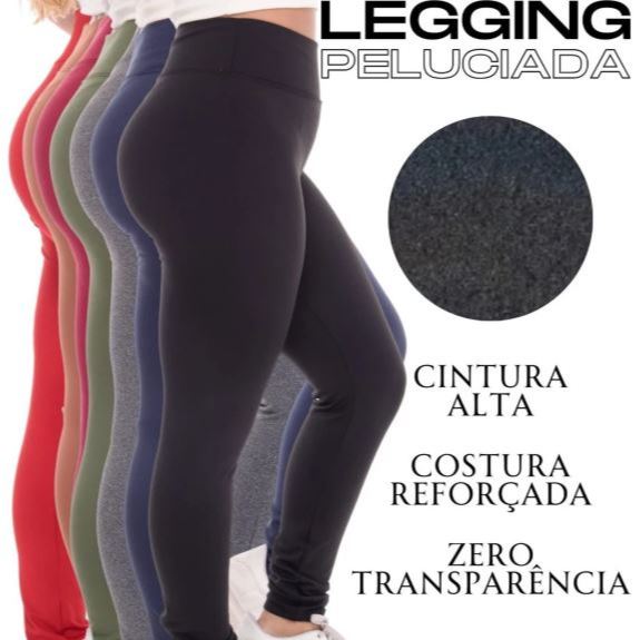 Legging Flanelada Grossa Calça Leg Peluciada Forrada Por Dentro Costura Reforçada Calça Térmica