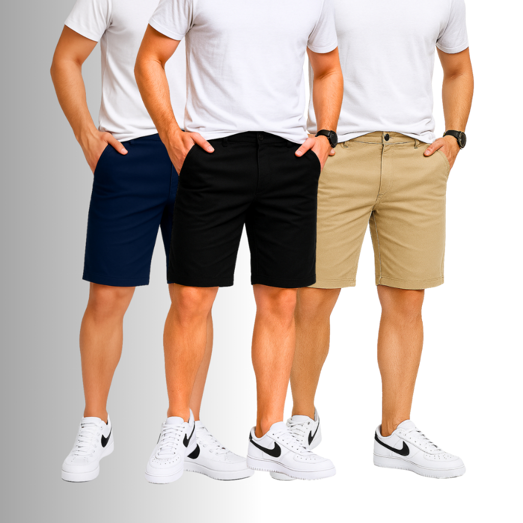 Kit 3 Bermuda Sarja Colorida Premium Masculino Diversa Cores