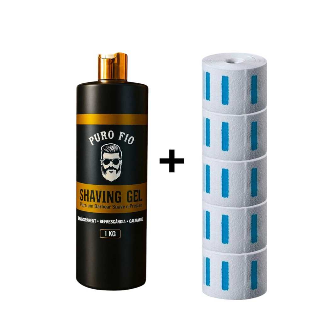 Shaving Gel Puro fio 1kg Profissional - Barba Suave Sem Irritações Gola Higiênica Descartável 5 Rolos com 500 Unidades