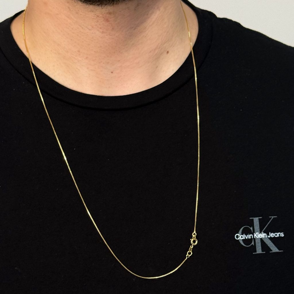 [ SEMI JOIA ] Corrente Colar Masculino Veneziana P/ Pingentes (60cm) Masculina Banhado Ouro 18k
