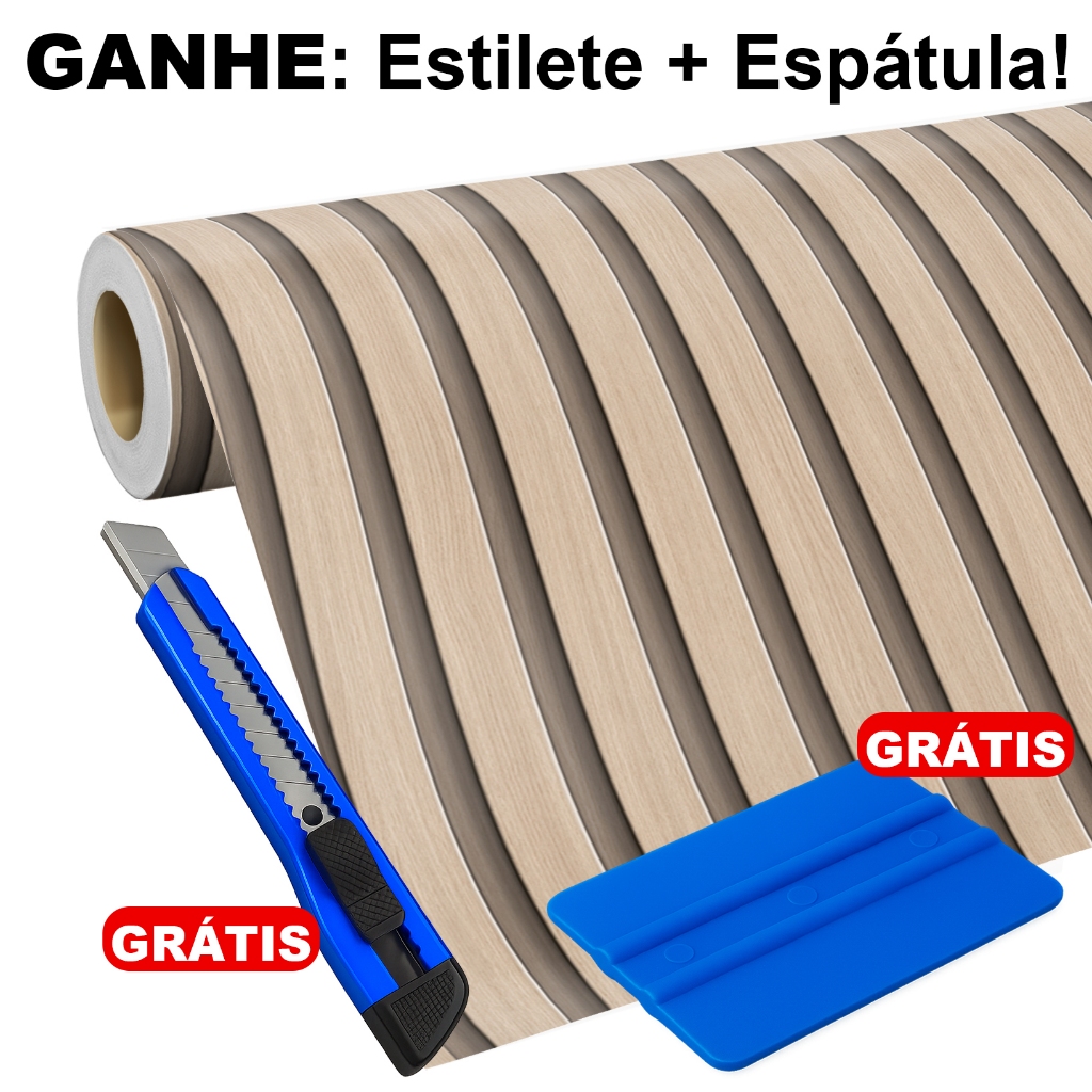 Papel de Parede Adesivo Ripado Madeira Bege Natural Camurça 5 Metros Lavável Sala Auto Colante 3D