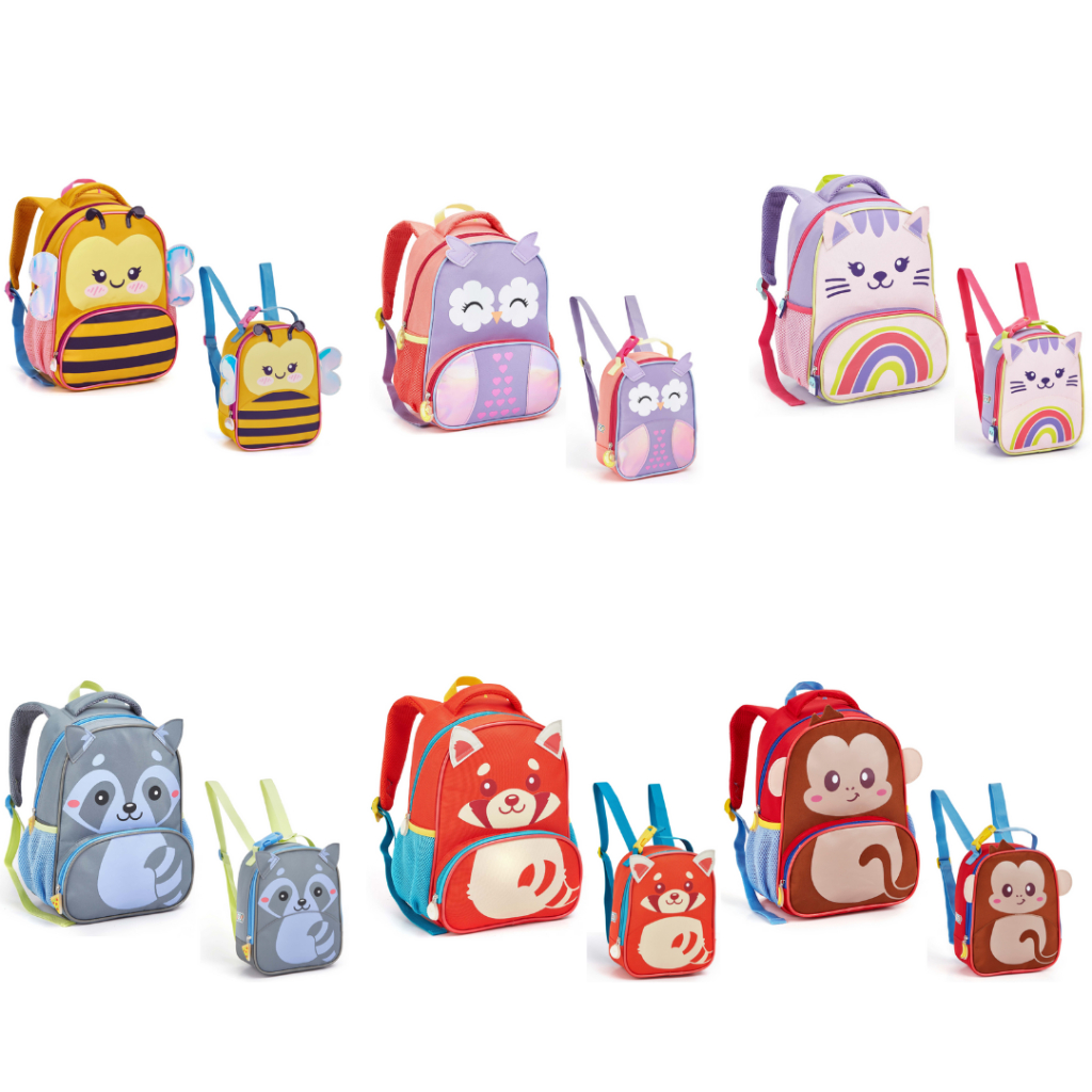 Conjunto Mochila E Lancheira Infantil Seanite 3d Estampas De Animais Fofo Para Escola E Passeios