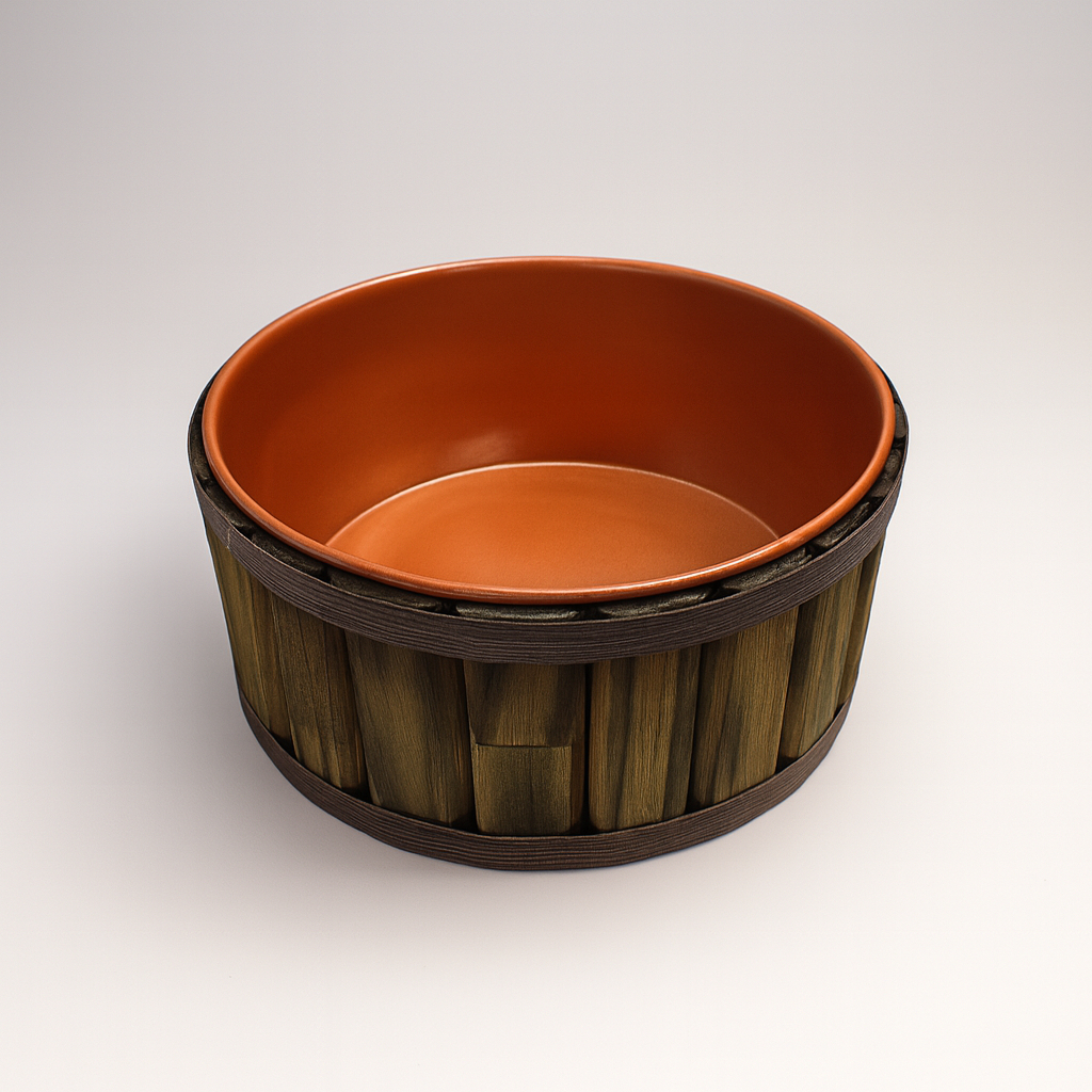 Tina Escalda Pés Rústica – Madeira Pinus com Cuba de Alumínio | Spa Relaxante para os Pés