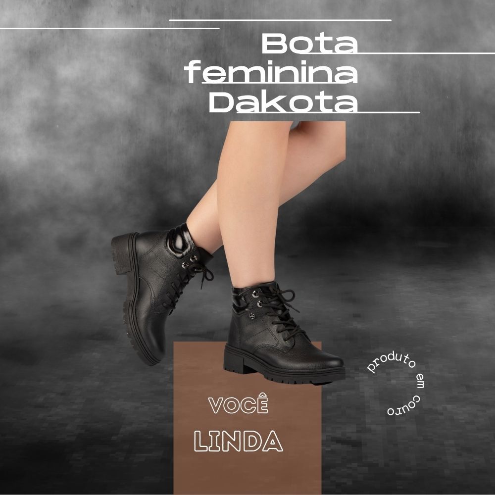 bota feminina dakota coturno em couro preta